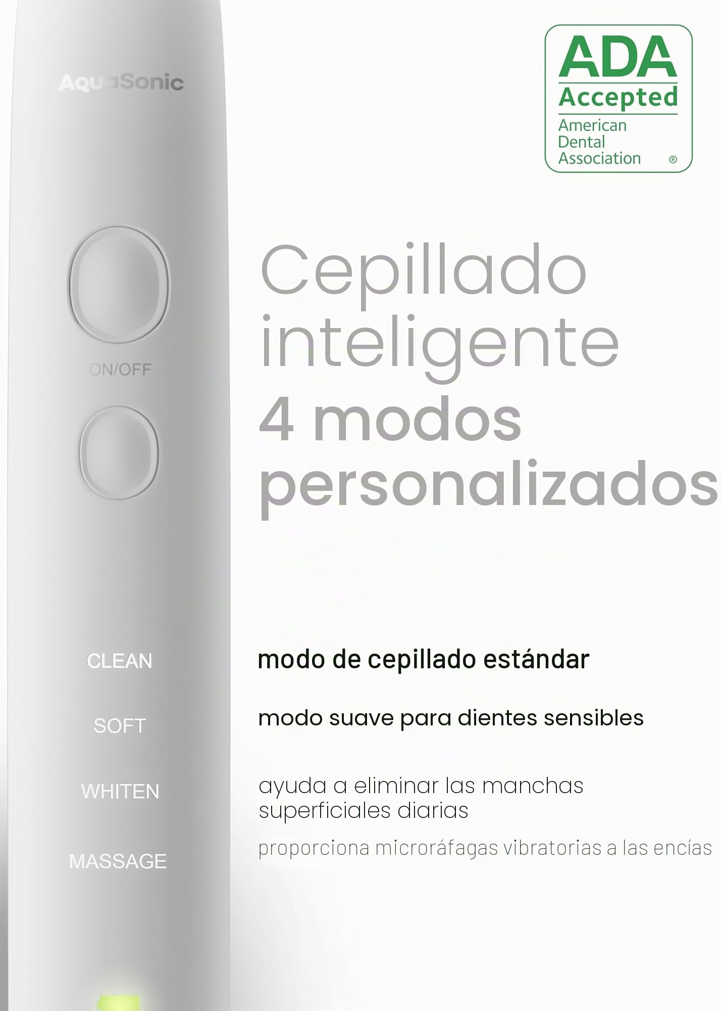 AquaSonic Vibe Series cepillo de dientes para un blanqueamiento extremo, aceptado por la ADA, con 8 cabezales y estuche viaje, motor ultrasónico carga inalámbrica, 4 modos temporizador inteligente