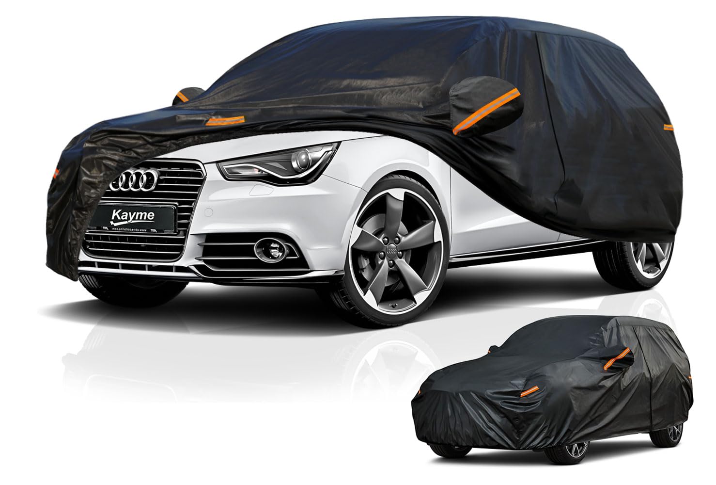 Kayme Funda Coche Exterior, Compatibles con Audi A3 Sportback(1996-2025), Cubierta para Coche Impermeable Transpirable Anti-UV Antipolvo de 7 Capas, Cubre Coche con Cremallera y Forro de Algodón. — view 9