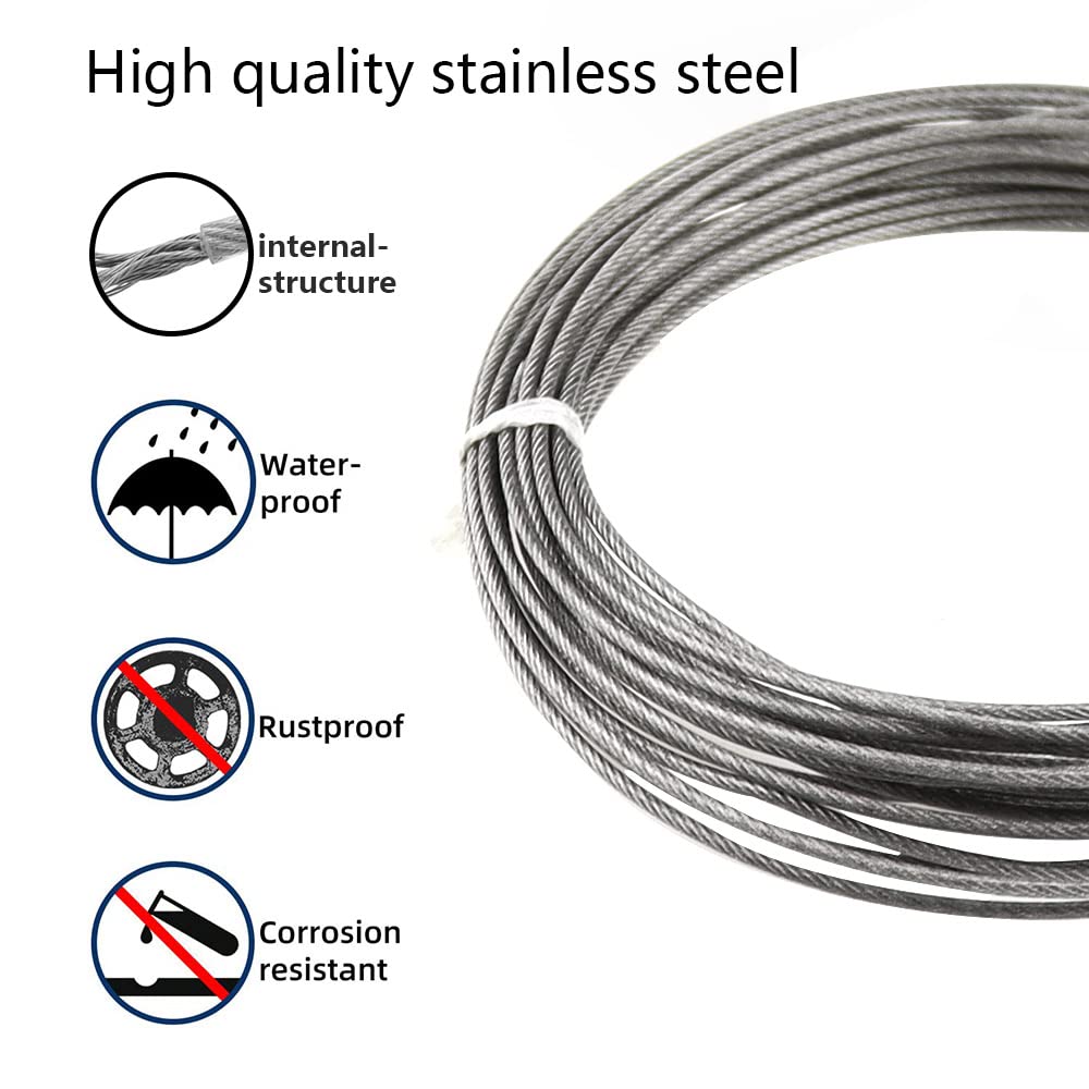 Cavo Acciaio Inox 2mm X 30m Con Manicotti - Rivestito In PVC, Per Giardinaggio, Cornici, Fai-Da-Te - Foto 12