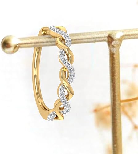 Miniatura 4 de Aretes de aro trenzados de diamantes de 15 quilates en oro de 10 quilates