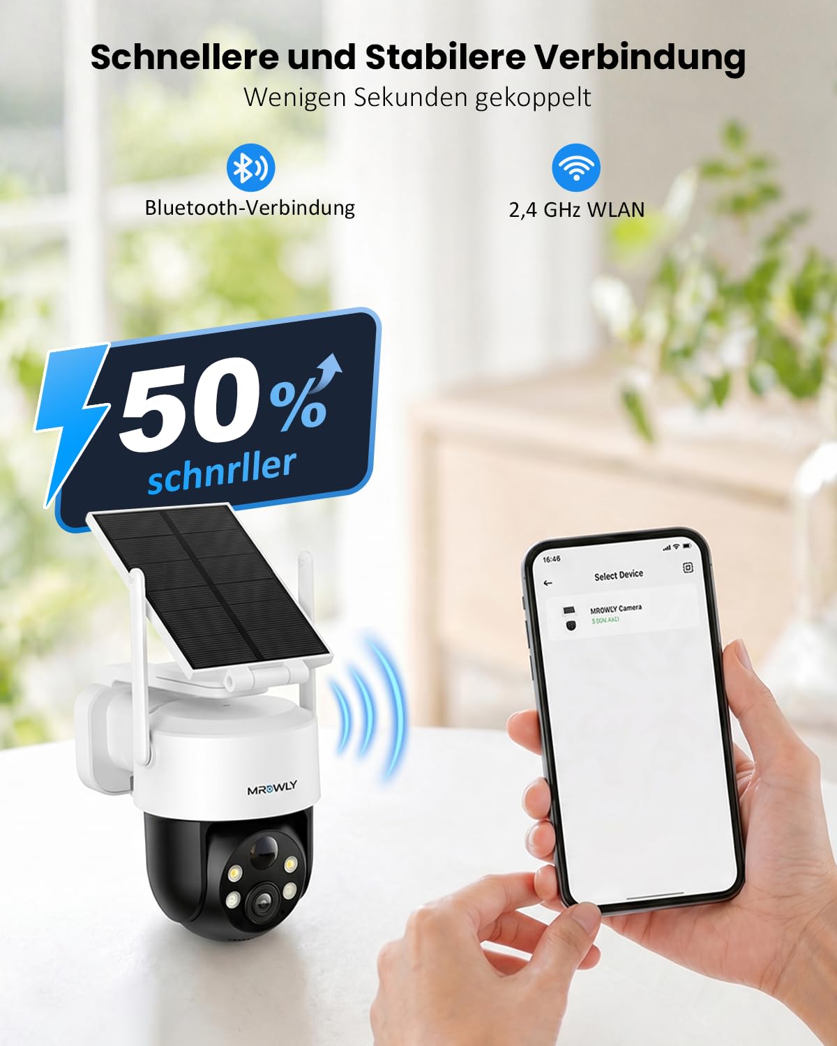 2K Solar Überwachungskamera Aussen 360° PTZ WLAN 2er Set IP66 Farbnachtsicht 2-Wege-Audio