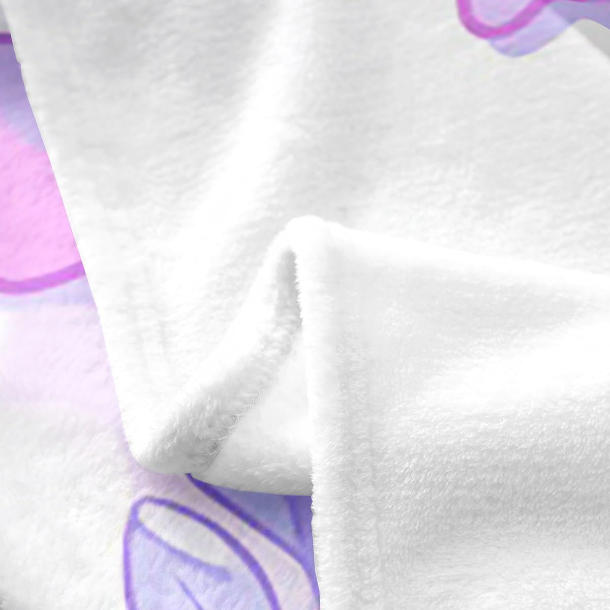 Kawaii Shark Flannel Blanket Lightweight,Watercolor Purple Shark Cartoon Flowers Leaves Fuzzy Warm Blanket for Boys Girls,Cute Starfish Bubble Dreamy Sealife Bed Sofa Couch Blankets Queen 90"x90"