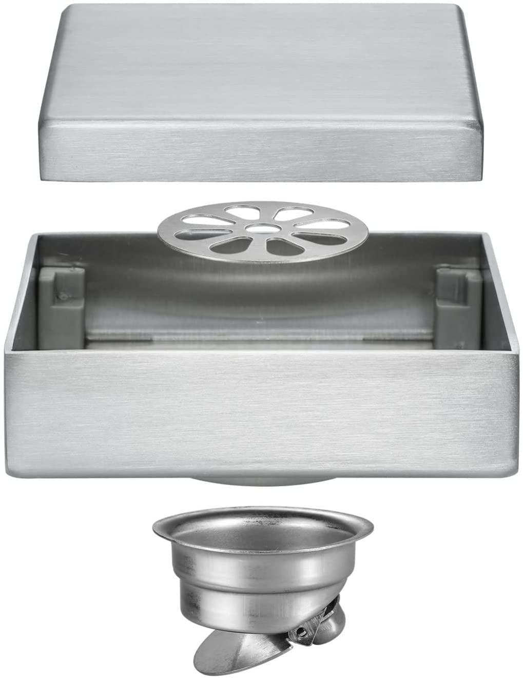 Desagüe de Suelo, Cubierta de desagüe de Ducha, desagüe de Suelo Oculto Cuadrado de Acero Inoxidable con Tapa extraíble para Cocina, balcón, desagüe de Ducha, Color Negro