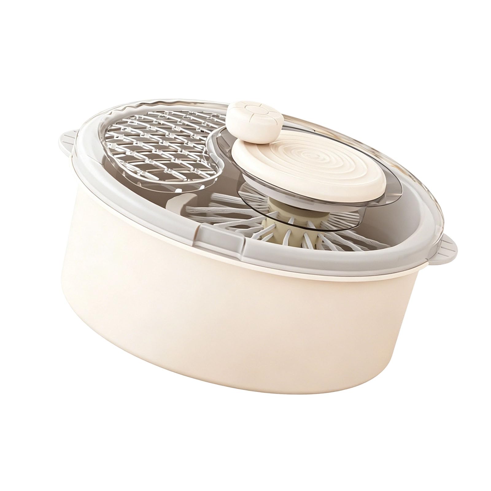 Kaeltsyn Grape and Tomato Washer Bowl, Manual Produce Washing Bowl with Hand Crank Lid, Inner Brush Basket and Drain, 30 X 20 Cm Crank Washer Strainer Basket Grape Tomato Leafy Green