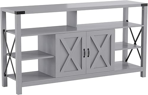 Flash Furniture Wyatt - Muebles de almacenamiento y estantes modernos para televisores de hasta 60 pulgadas, color gris costero