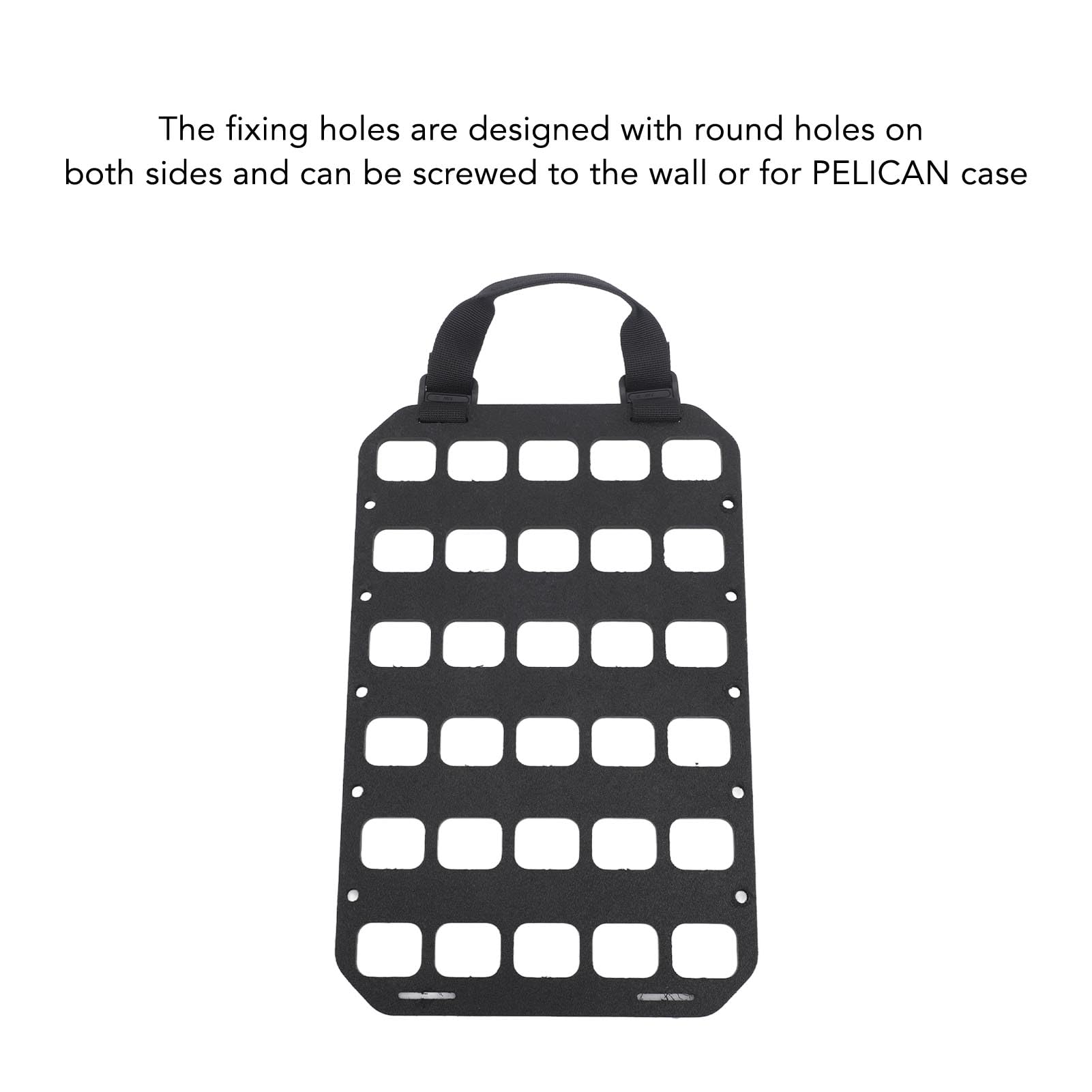 Tbest Panel Molle, Paneles Molle Rígidos Negro con Asa Diseo de Orificios Fijos de PP Panel Organizador Molle para Caja de Pared Mochila Asiento Trasero Organizador de Automóvil