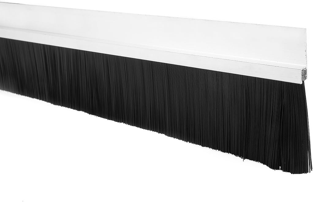 uxcell Door Brush Bottom Sweep h-Shape Aluminum Alloy Holder with 2-inch Black Nylon Brush, 1000mm x 78mm(Approx 39.37-inch x 3.07-inch)