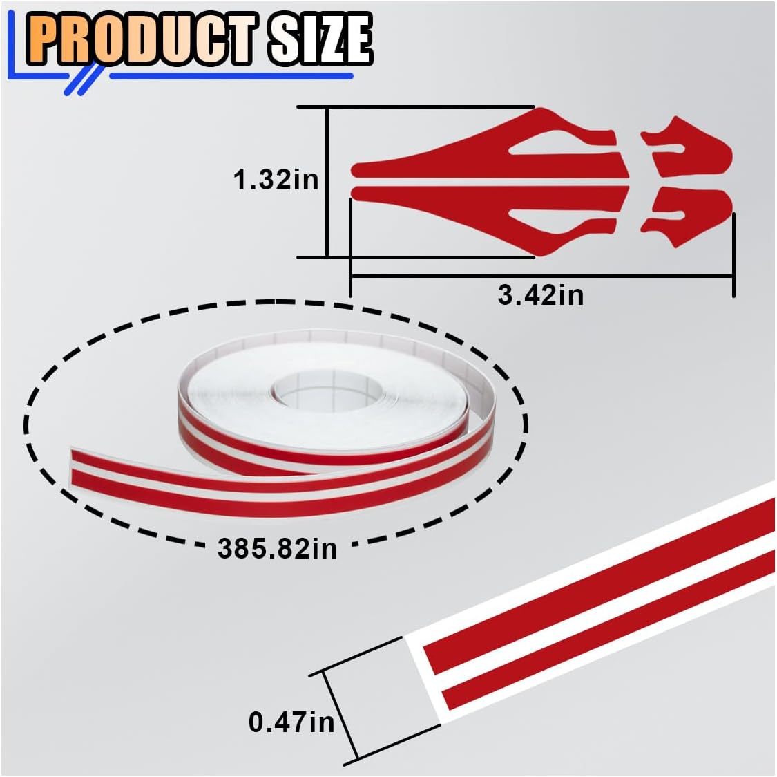 2 Rolls×32Ft Car Vinyl Pinstriping Tape Stripe Decal, DIY Car Body Side Stripes Auto Striping Tape Emblems Trim, Universal for Car Motorcycle Door Home Musical Instrument (Red)