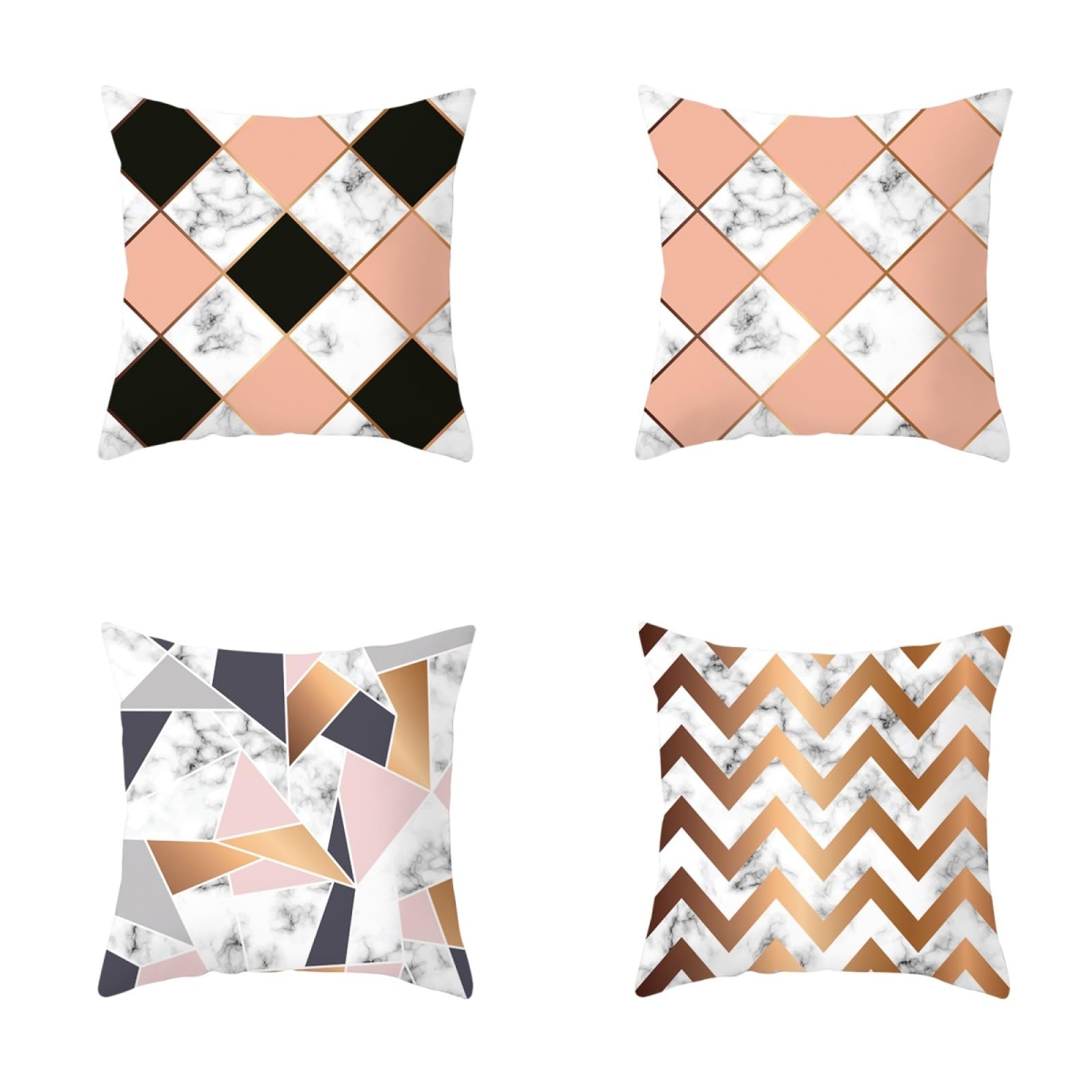 Cushion Covers Black Gold Orange Pillow Cases 4 Pack Sofa Cushions 40x40cm