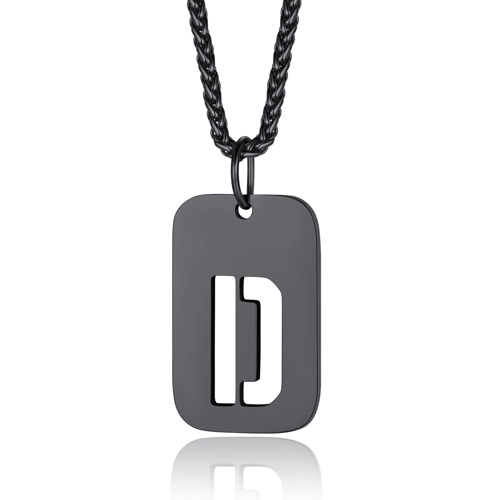 ChainsProMen Dog Tag Necklace,Personalised Photo/Text Dog Tags for Men Boy Initial Letter Pendant with 22+2'' Chain,Silver/Gold/Black (Gift Wrapped)