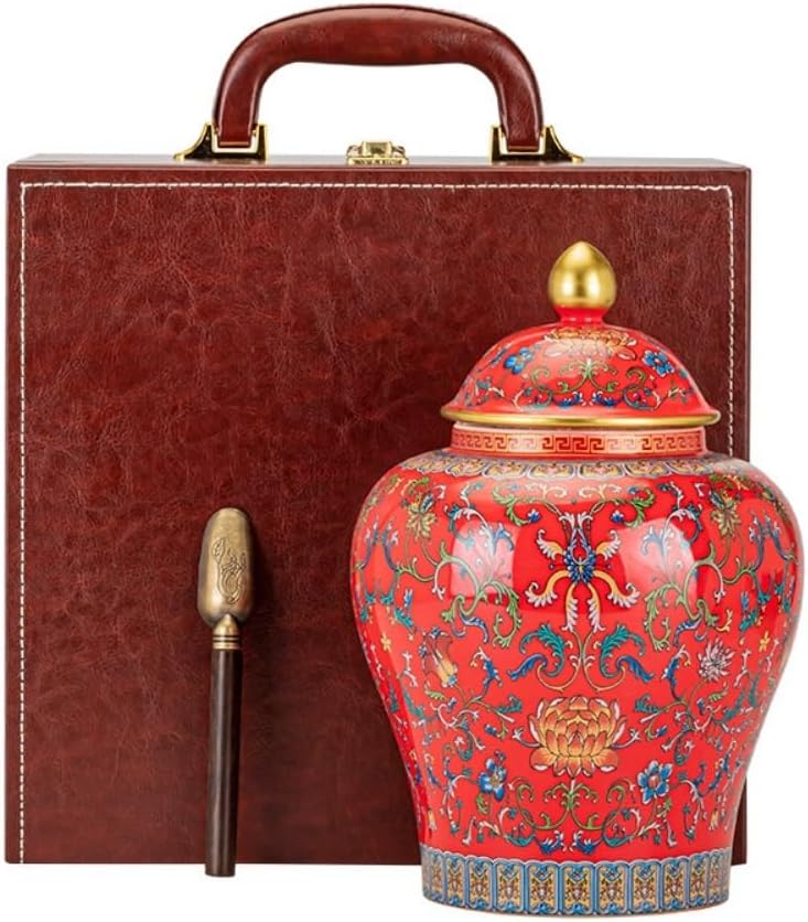 SONGCHAO Sugar Jar Tea Storage Container Jar Ceramic Sealed Kitchen Food with Spoon Teaware Single Gift Box Set Tea Canister