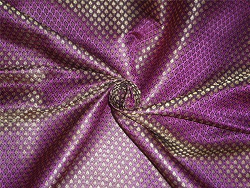 Tissu brocart violet noir et doré métallique de 111,8 cm de large pour couture