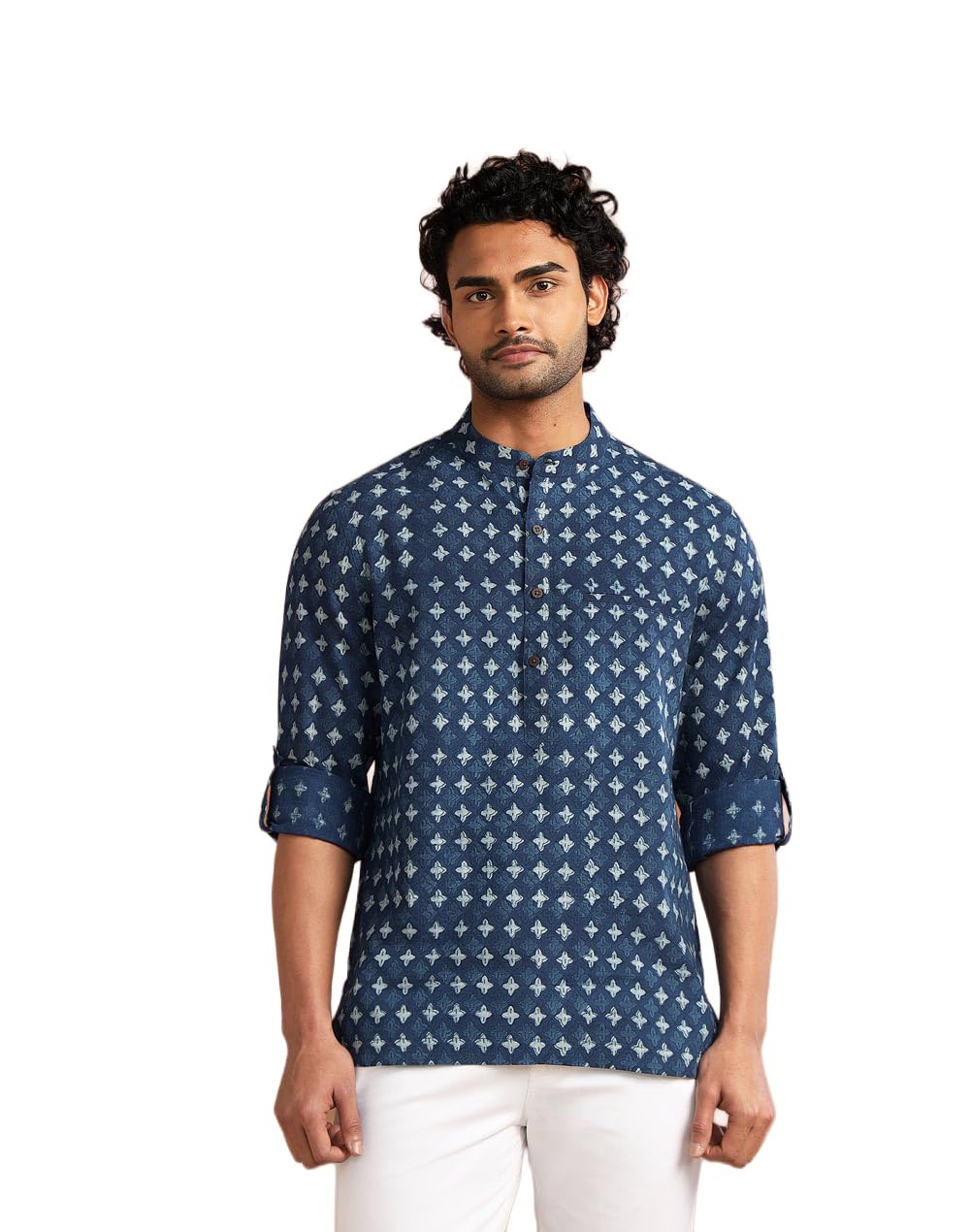 fabindia Men's Printed Mandarin Collar Kurta-picture-11