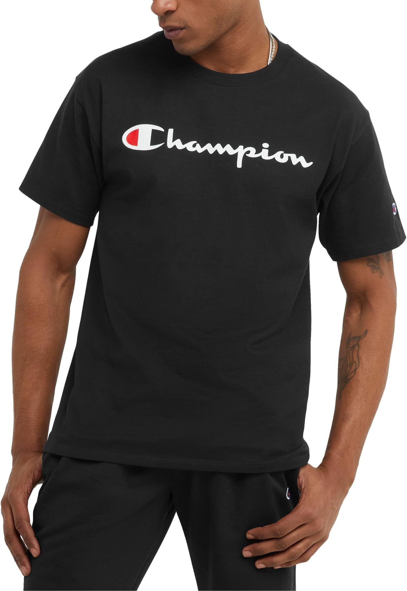 Champion Men's T-shirt, Cotton Midweight Men's Crewneck Tee,t-shirt for Men, Graphic Script