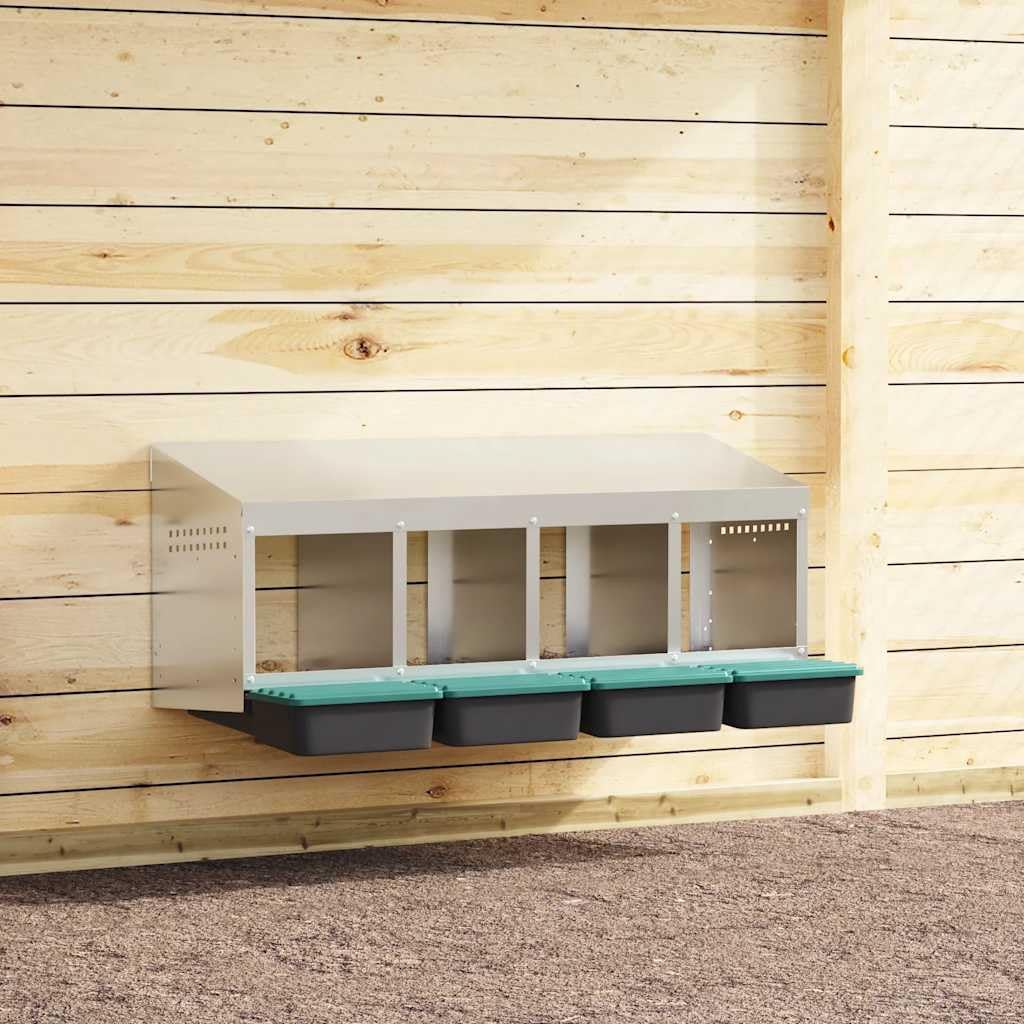 vidaXL Nido para gallinas con 4 Compartimentos de Acero galvanizado para Montar en la Pared