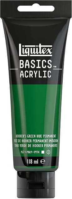 LIQUITEX Basics Acrylic Paint, Hooker's Green Permament Hue, 118 ml Tube