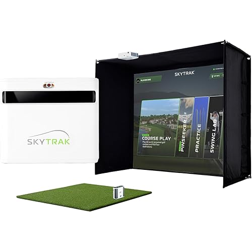 SkyTrak ST+ Golf Simulator – Standard Studio Package | Home Golf Simulator with Launch Monitor, Enclosure, Screen, Hitting Mat & Short-Throw Projector