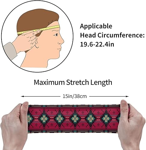 Miniatura 3 de Diademas nativas americanas, bandas elásticas para la cabeza, diademas anchas para yoga, bandas para el cabello de moda para mujeres y niñas
