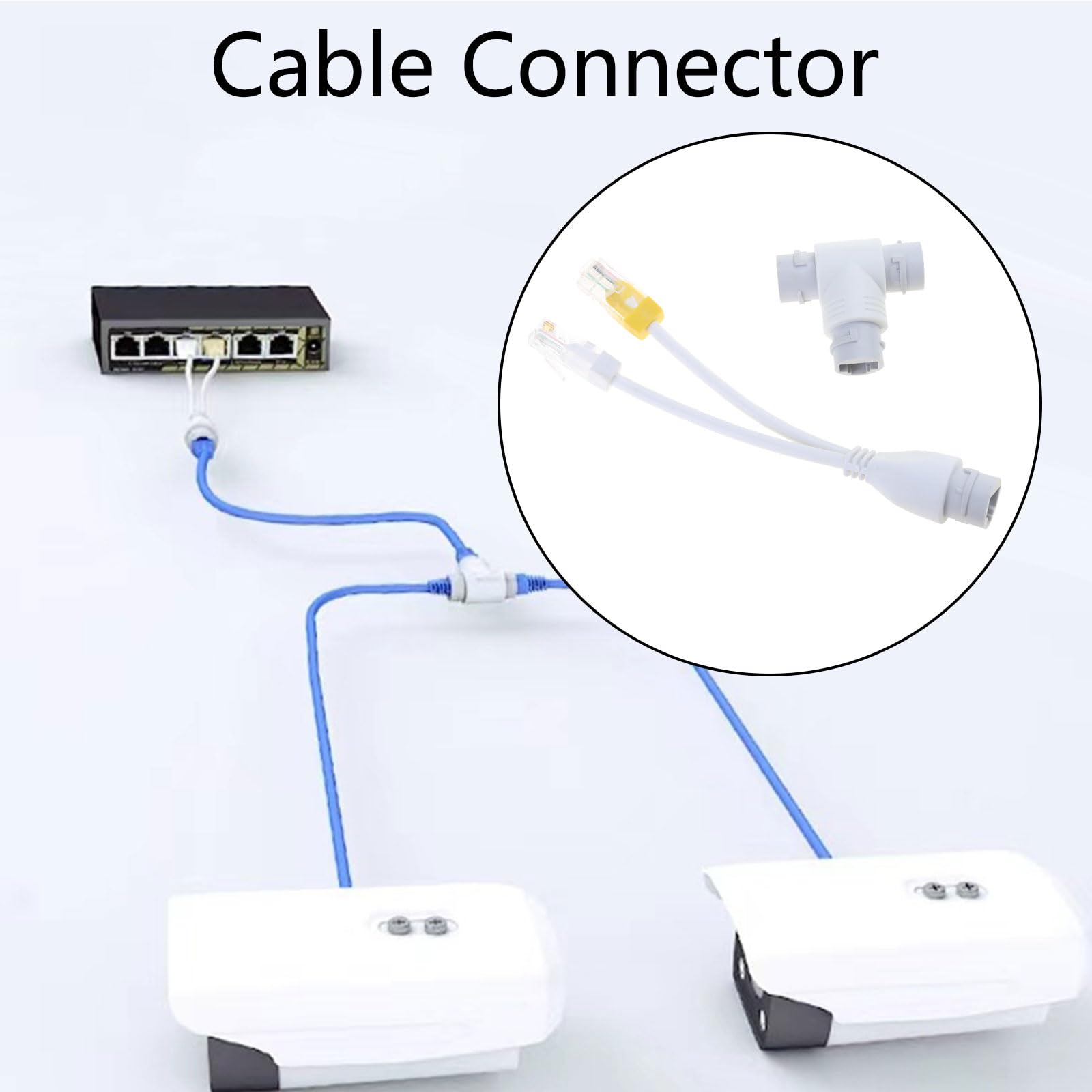Two-in-One Splitter Networks Cable Connector for Security Camera Installation Three-Way RJ45 Connector Accessories