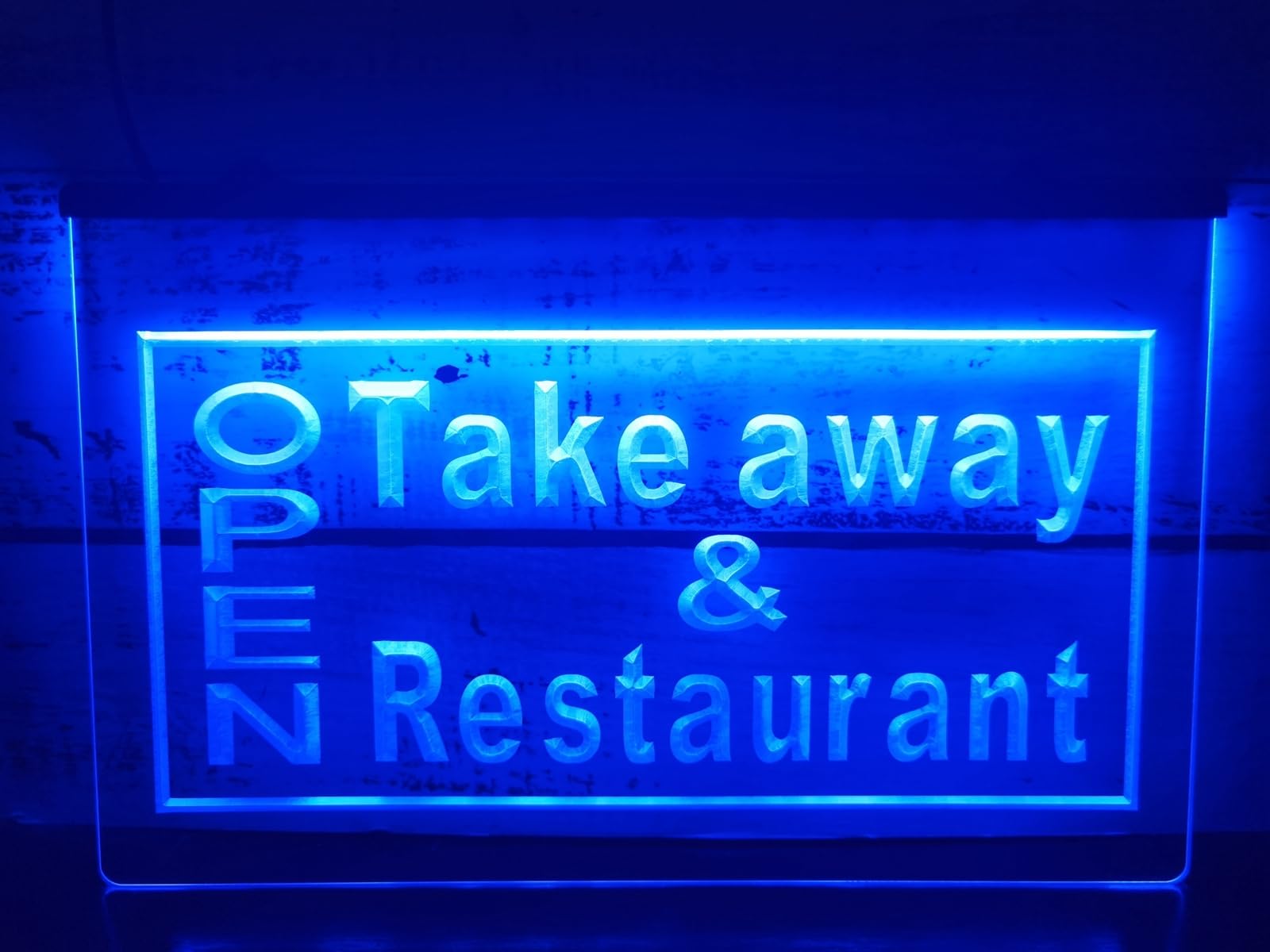 REWIS OPEN Take Away Restaurant LED Neon Sign, Custom USB Powered 3D Engraved Neon Lights with Dimmer, for Cafe Restaurant Stores Wall Hanging Dimmable Decorative,RGB,40x30cm