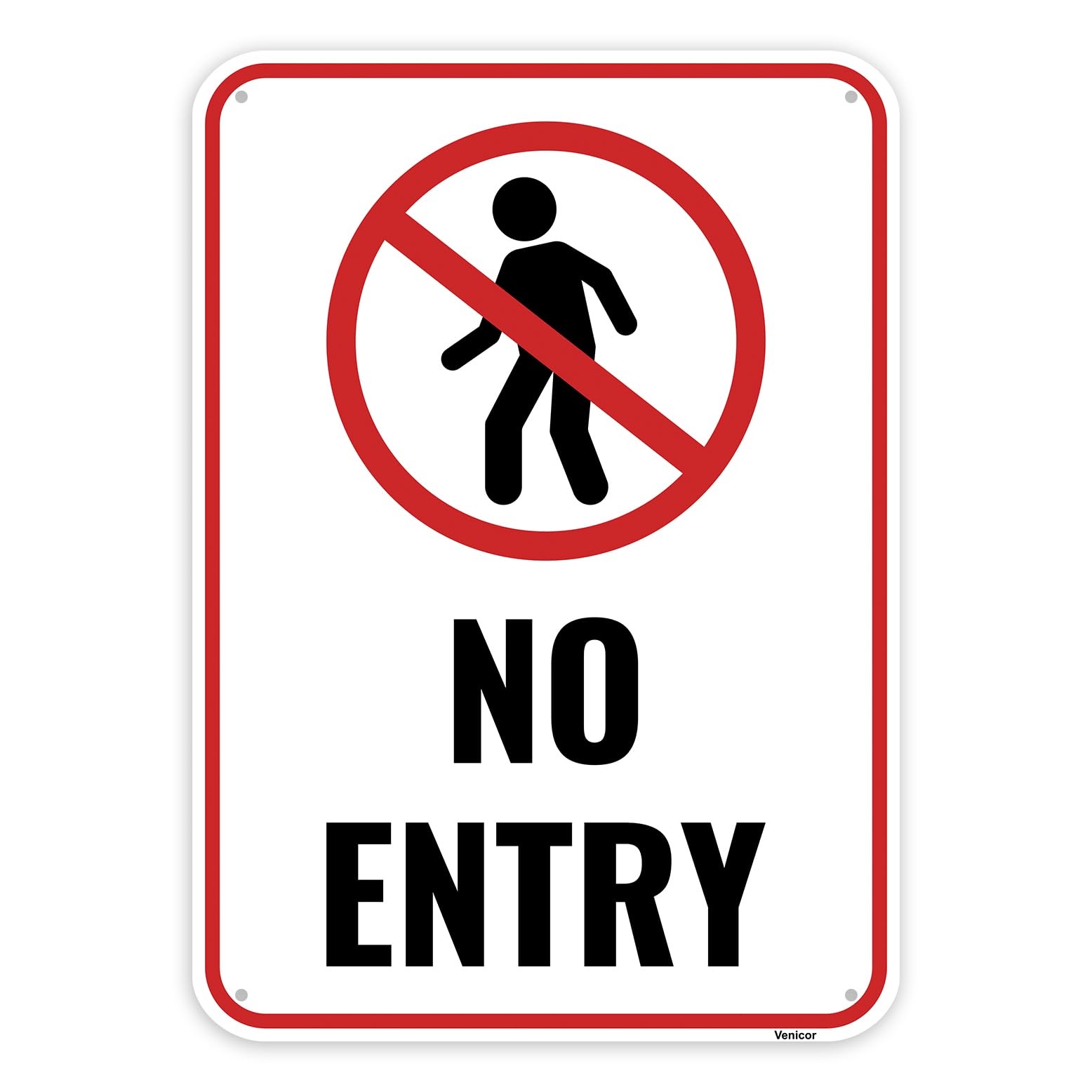 No Entry Sign, Restricted Area Warning Plaque, Aluminum, 12x8 Inch