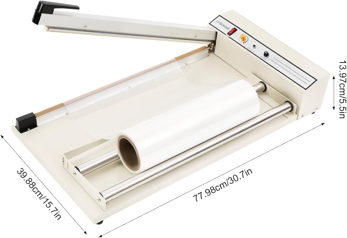 24" Shrink Wrap Machine, 572-968℉ Temperature Adjustable Wrap Sealing Machine, with Heat Gun, for Kinds of Plastic Packing Bags
