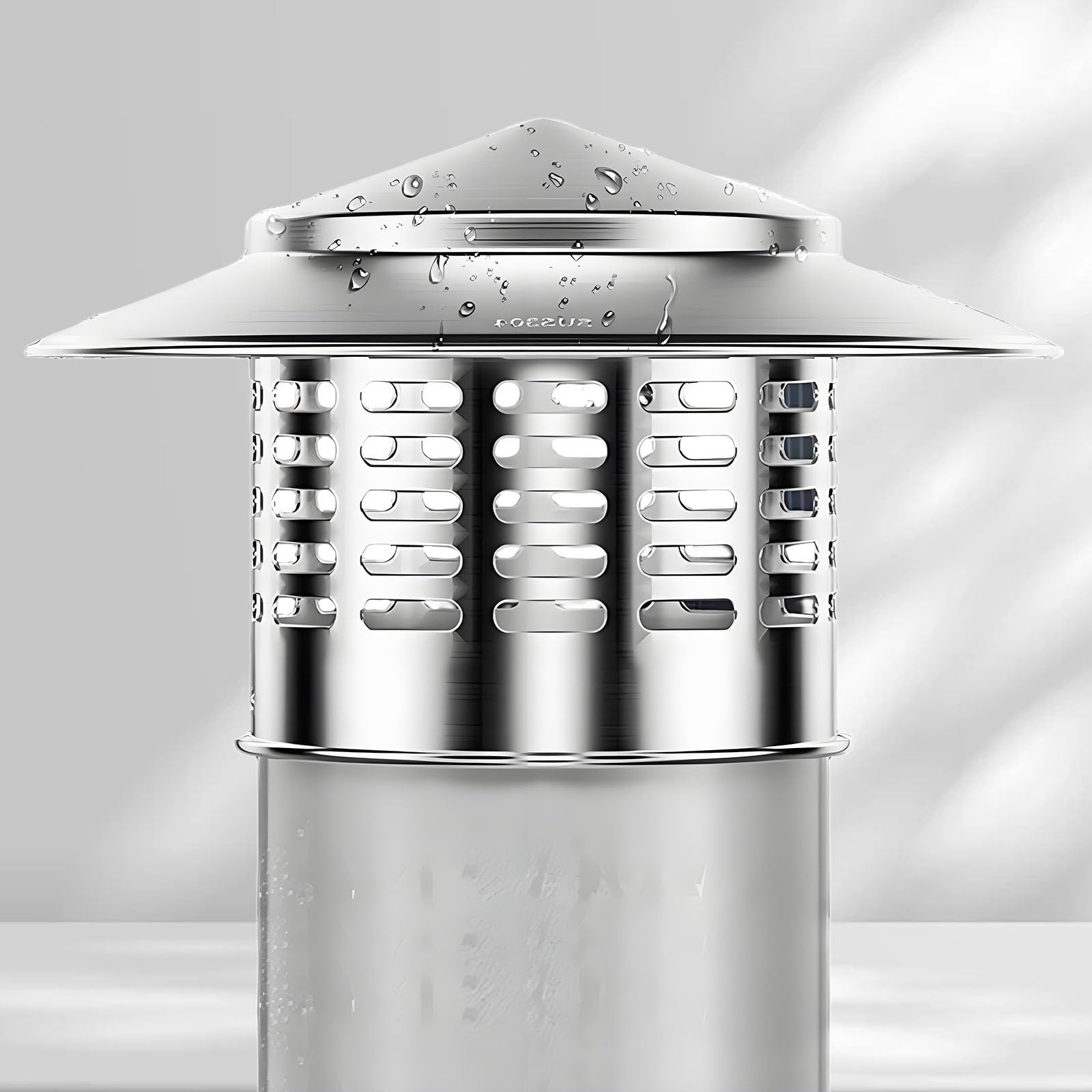 Chapeau de cheminée rond en acier inoxydable argenté pour toiture de 75 à 300 mm
