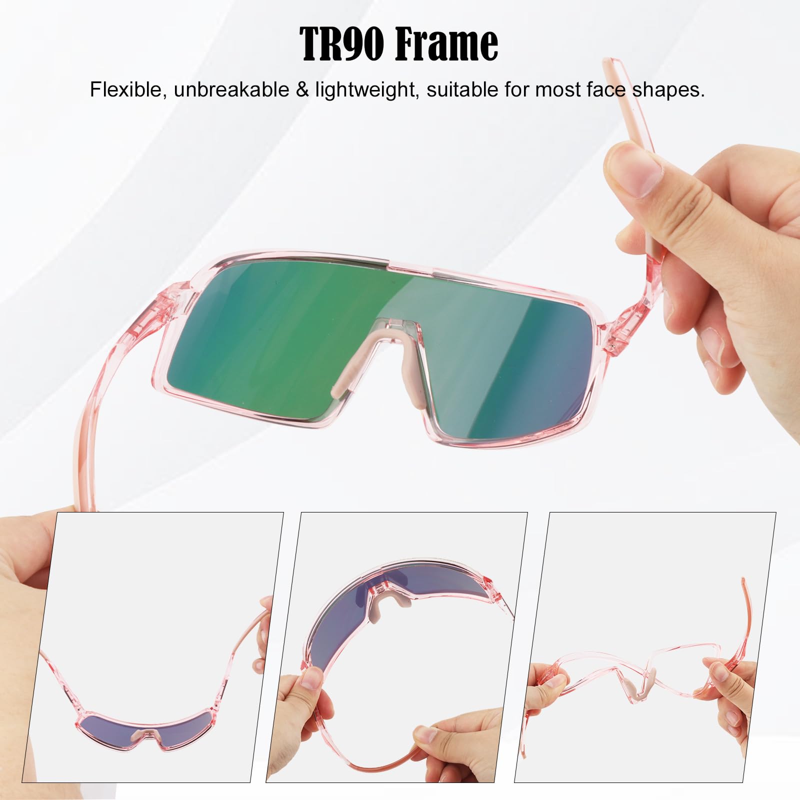 Lunettes de Cyclisme Polarisées, Lunettes de Soleil Sport avec 3 Lentilles pour Hommes