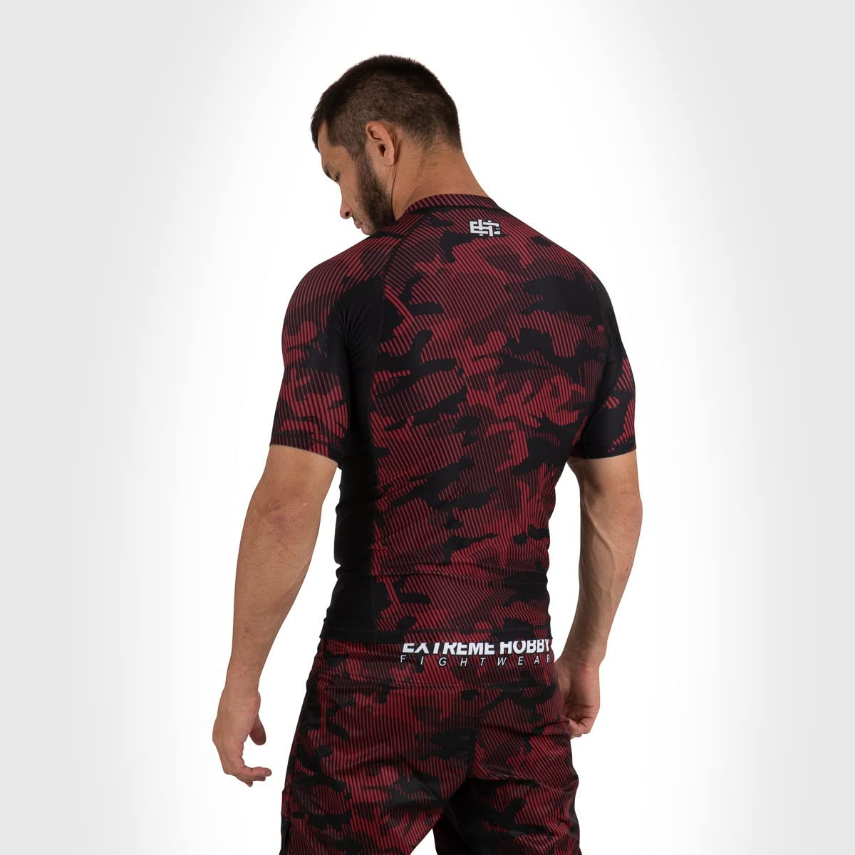 Rashguard Havoc, męski t-shirt sportowy, koszulka fitness, koszulka kompresyjna, koszulka z krótkim rękawem, koszulka funkcyjna, rozmiar XL, czerwony
