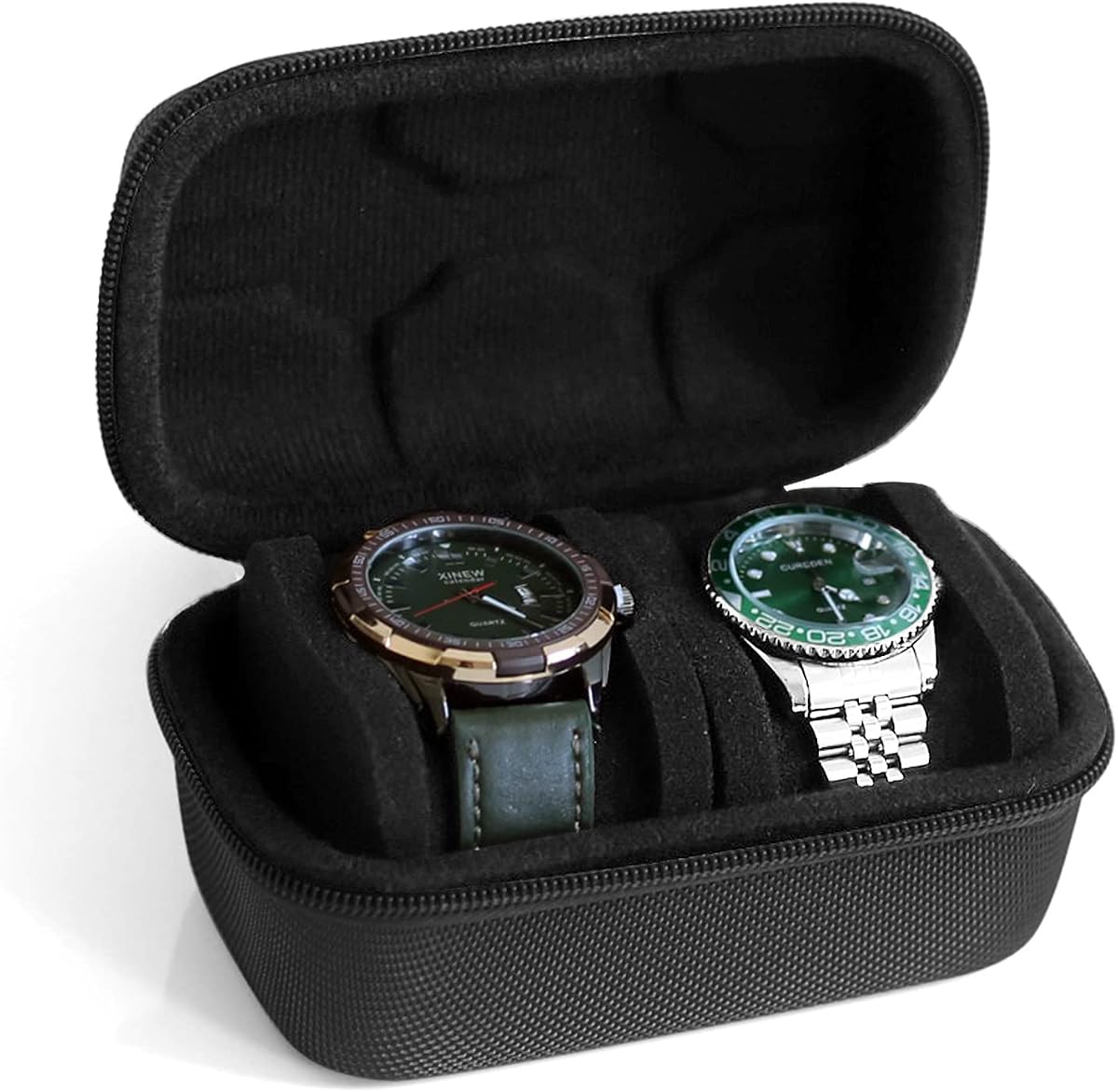 Besforu Watch Travel Case for Men and Women Portable Single Watch Storage box and Organizer for Wristwatches and Smart Watches (Black(2 slot))