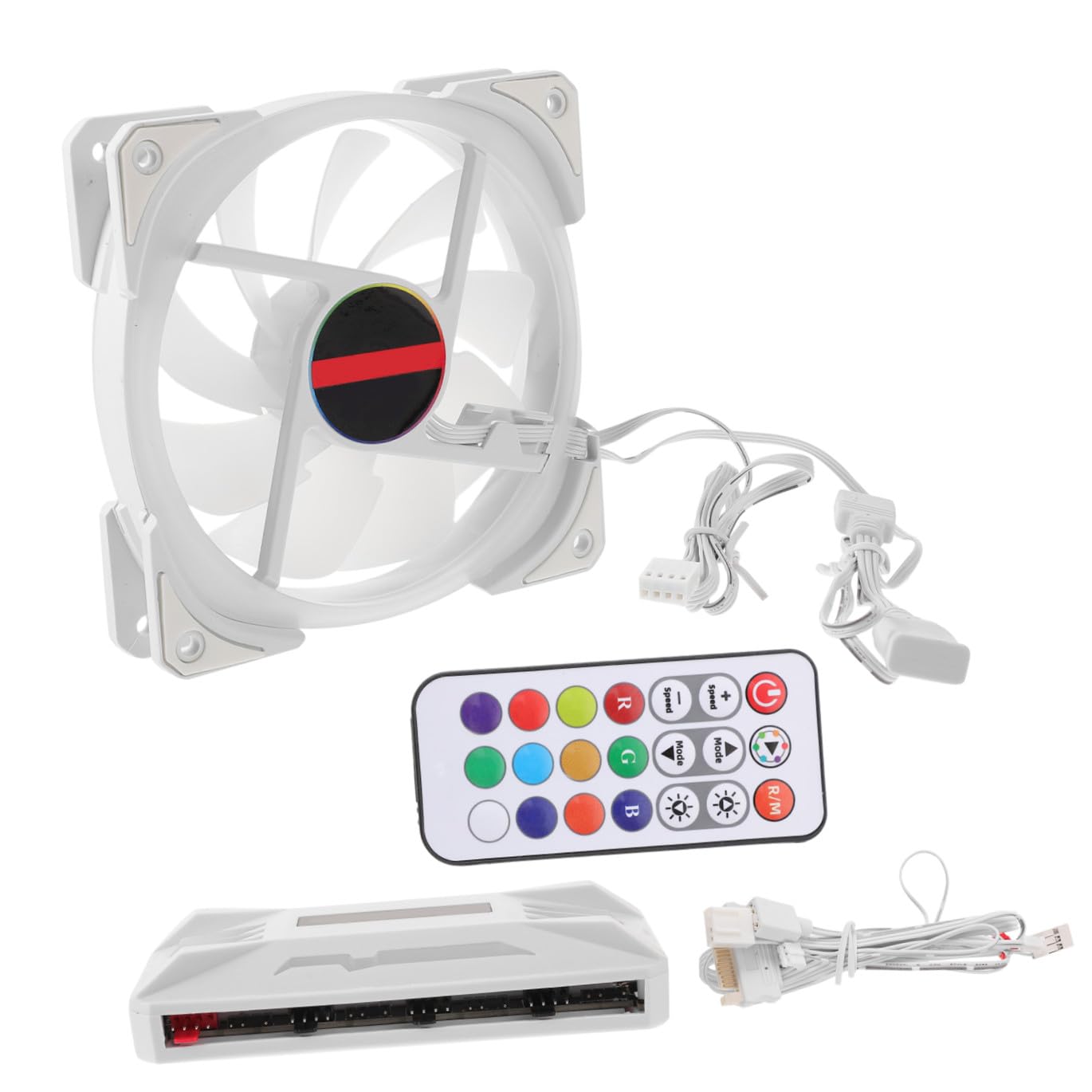 Ventilador de Refrigeración Rgb 12cm Doble Anillo Blanco Abs | Fiesta Verano, Diseño de Doble Iluminación, Formato para Torre y Equipo de Sobremesa