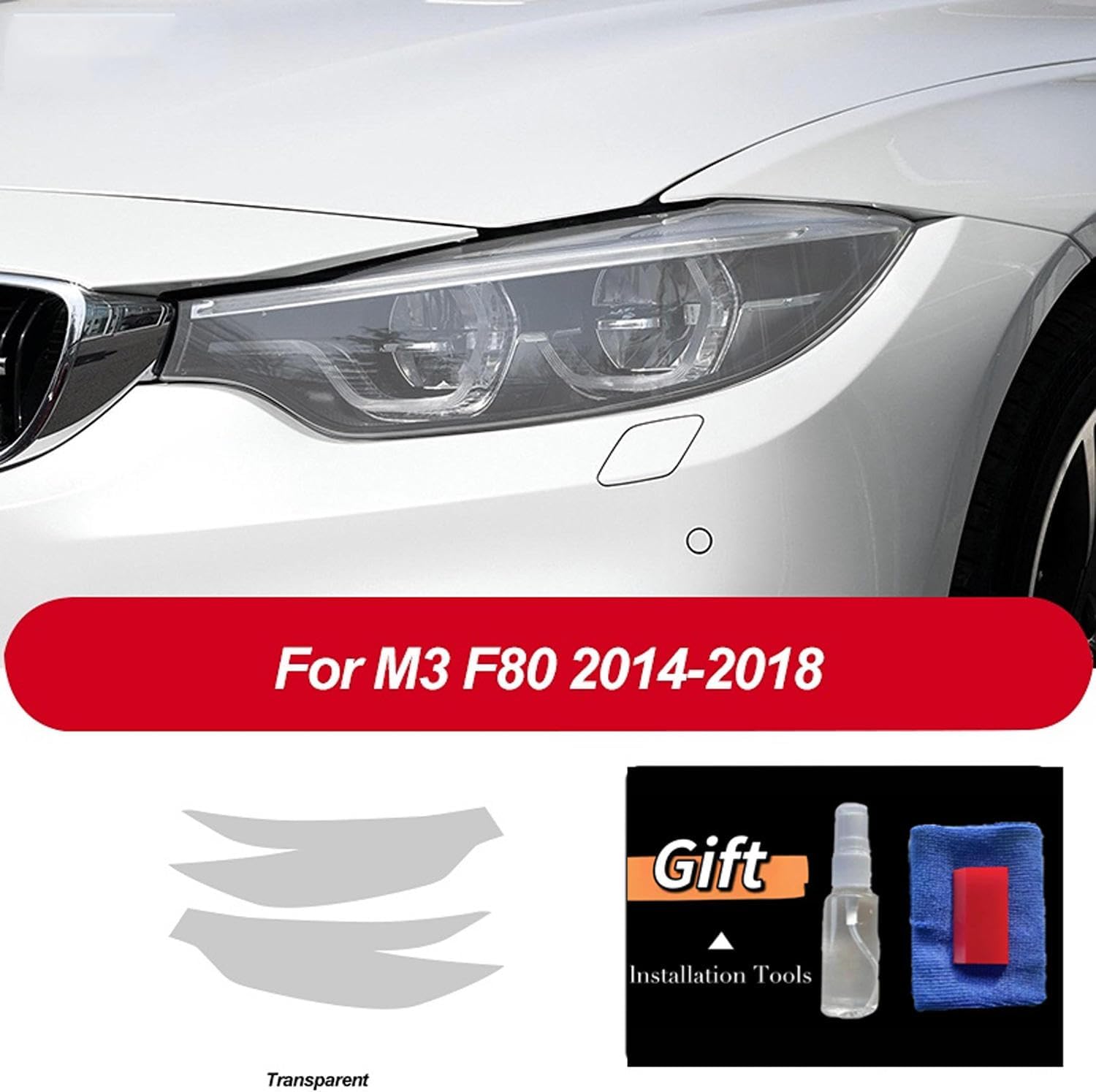 Car Headlight Protective Film Headlamp Restoration Scratch-Resistant Transparent Black TPU Sticker，for BMW M3 F80 M4 F82 F83