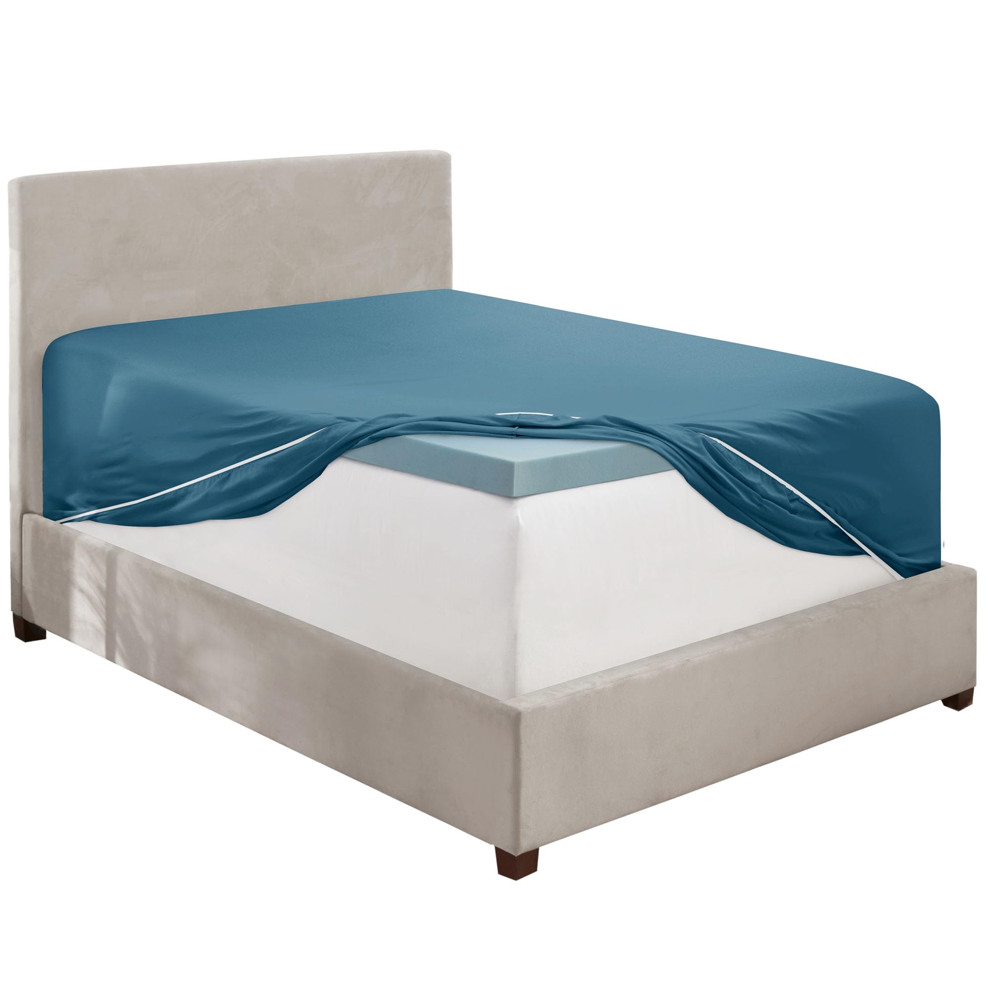 Hearth &amp; Harbor Extra Deep Pocket Full Fitted Sheet, Blue Heaven