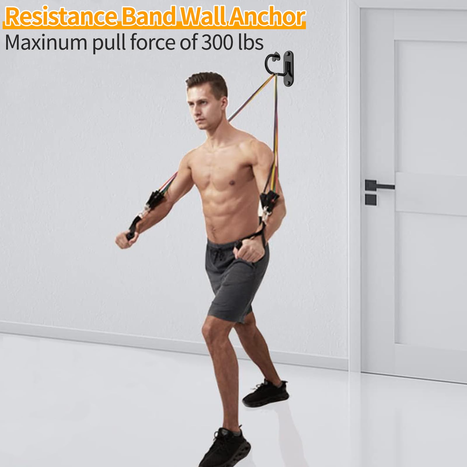 3PCS Resistance Band Wall Anchor, Workout Anchor Hook For Resistance Bands Exercise Straps Black Resistance Bands Anchor For Men Women Home Gym Or Outdoor Arm Exercises Squats Strength Training