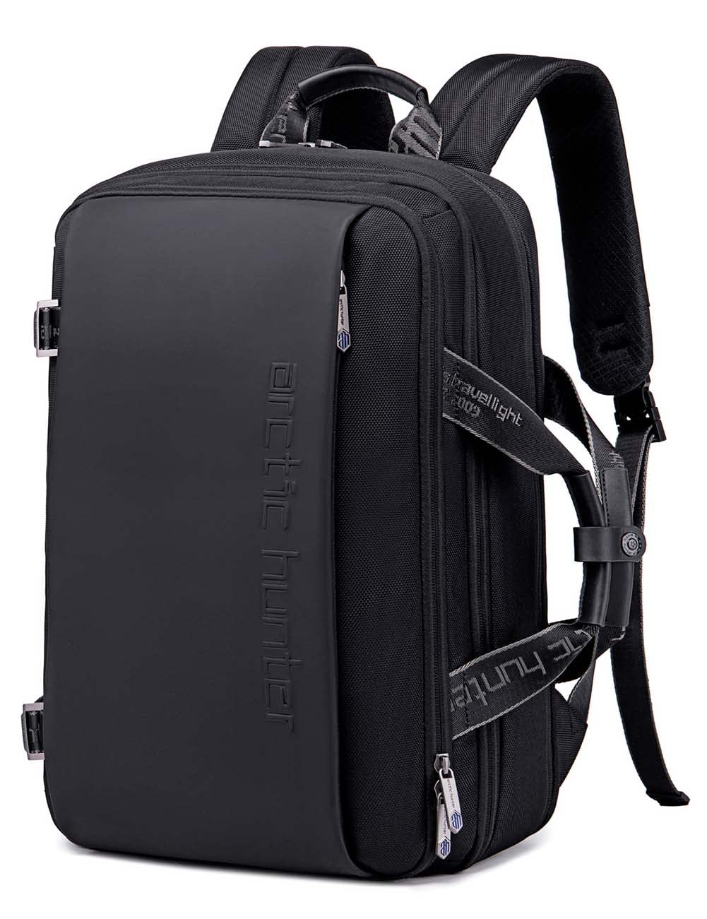 Arctic Hunter, Zaino da Viaggio e Lavoro Uomo e Donna 18 L Espandibile, Resistente all'Acqua, Scomparto Laptop da 15,6", Fascia per Trolley, Custodia Accessori Inclusa, 44x29,5x14 cm, Nero