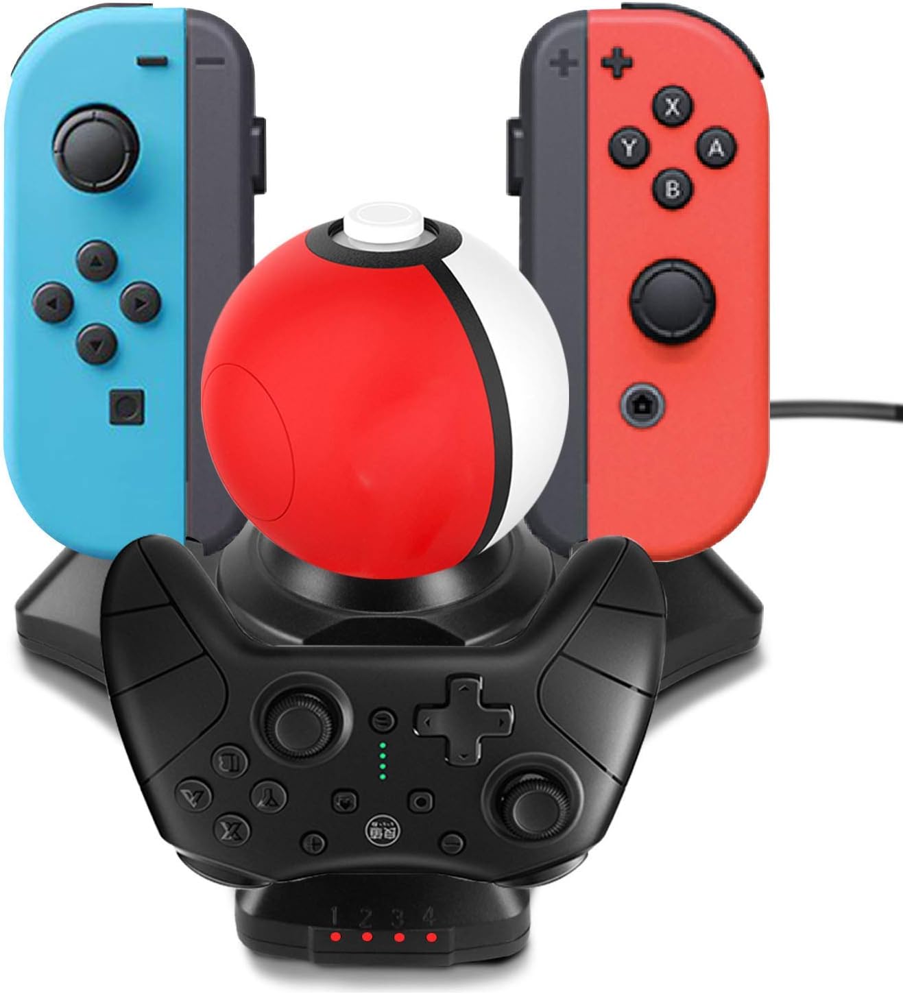 DABAOZA USB Charger for Nintendo Switch Pro Game Controller, Fast Charger for Pokeball Plus, Charging Station for Switch Joy-con (3 in 1 Charging Dock)