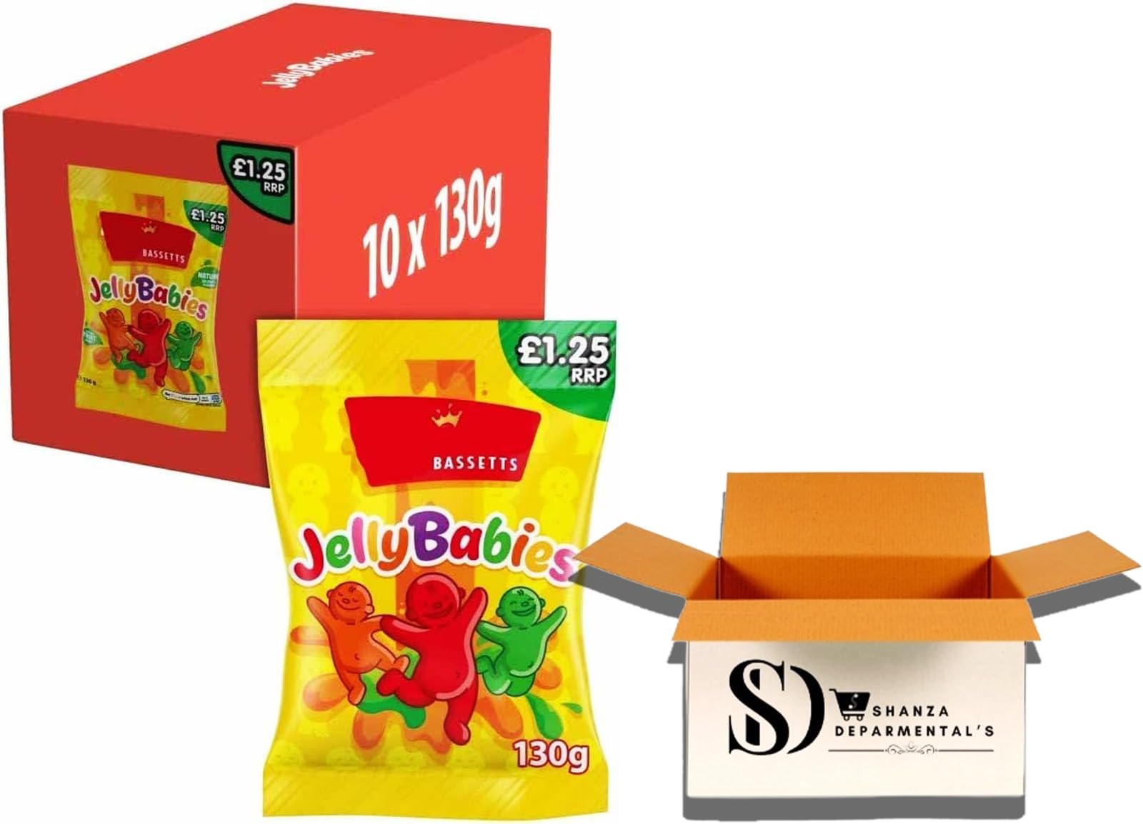 Maynards Bassetts Sweet Bags (10 x 130g, Jelly Babies)