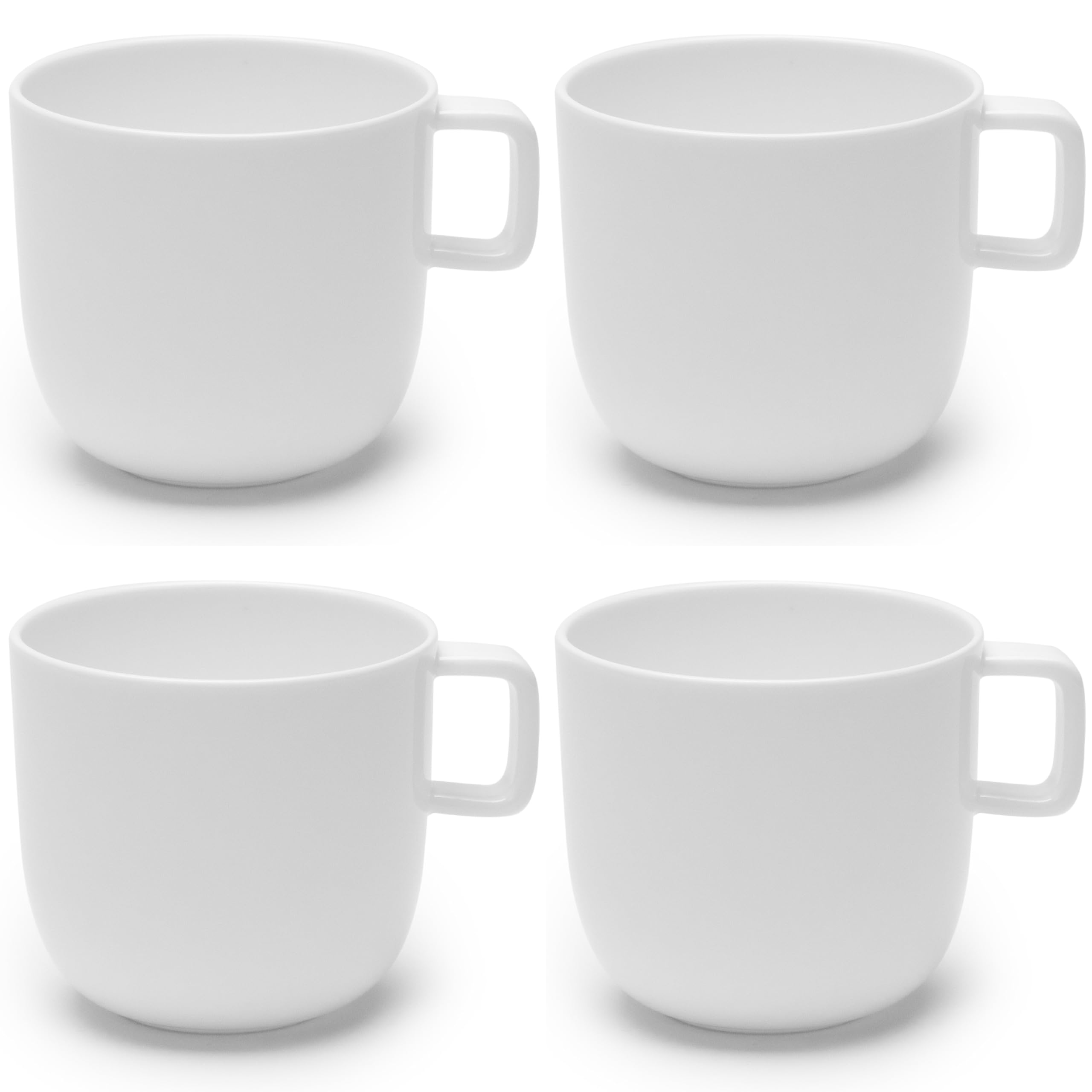 SeraxCoffee Cups | Base tableware by Piet Boon | 4 Porcelain Mugs in glazed white | Reusable for hot flavored drinks | Mug Set for at Home | Espresso, Latte | Kitchen Set, Bar Accessories