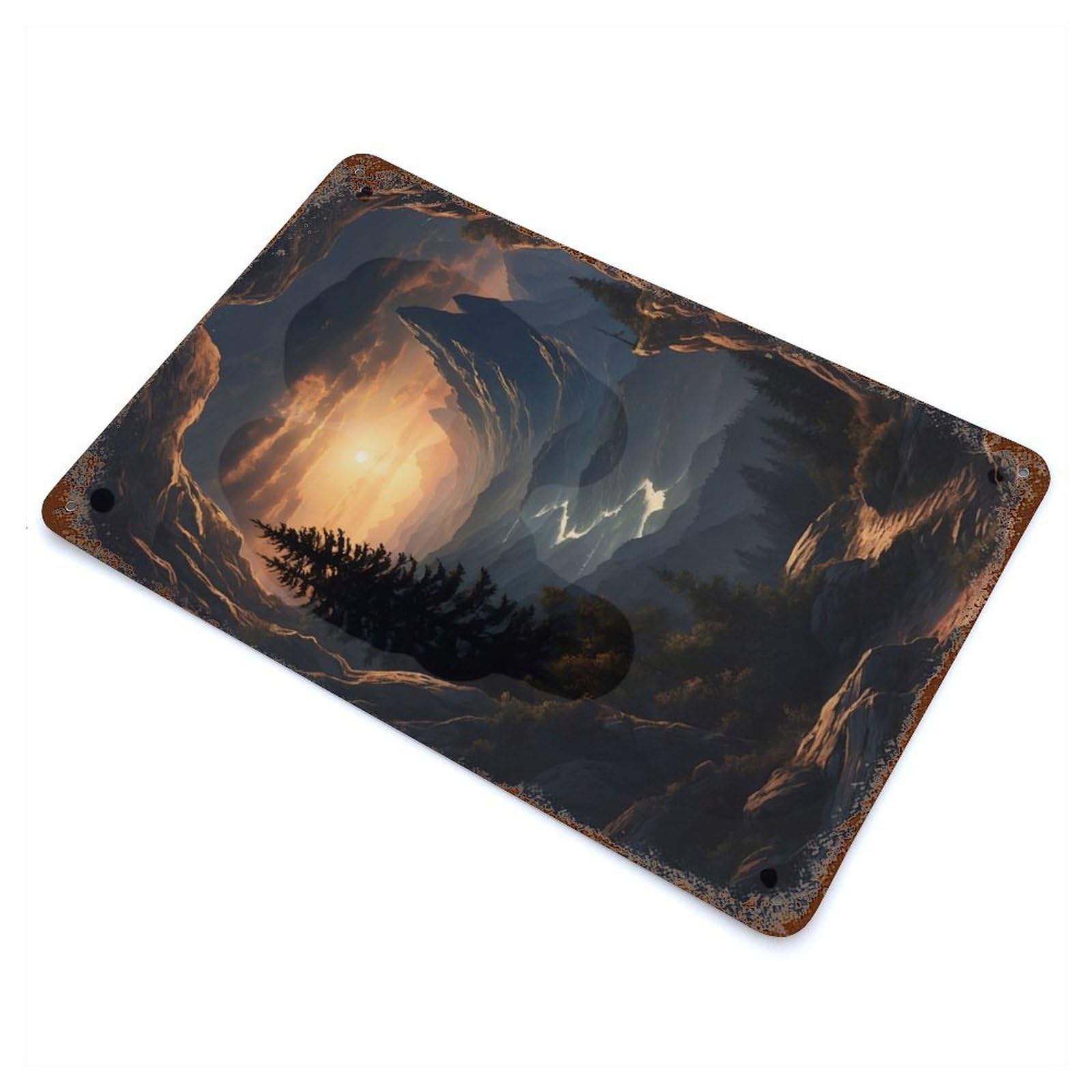 Tranquil View from A Cave Rustic Tin Plaque 11.8"x7.9", Ideal for Cafe, Home Bar And Lounge Decor