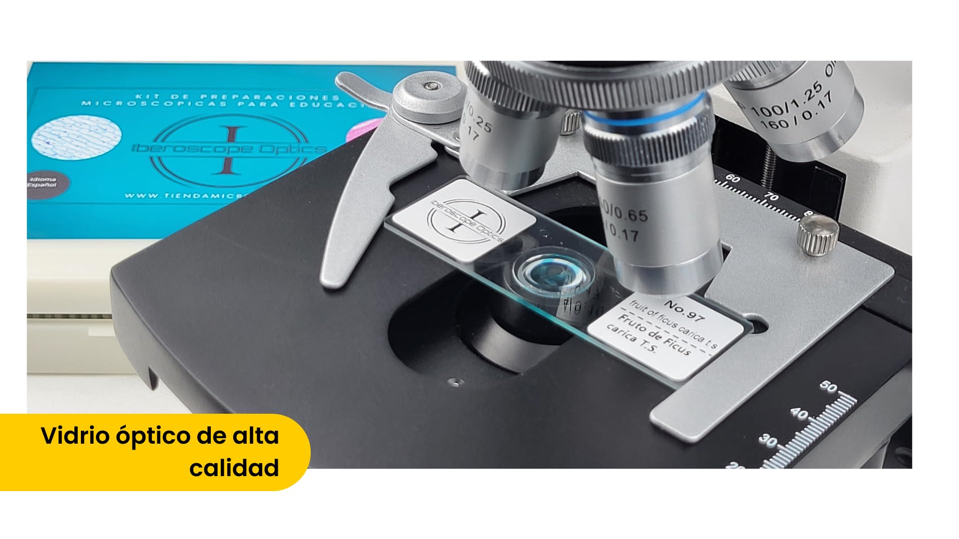 100 Muestras Preparadas para Microscopio en Español + USB con Manual de Microscopía | Set Educativo Estudiantes y Adultos |Vidrio Óptico
