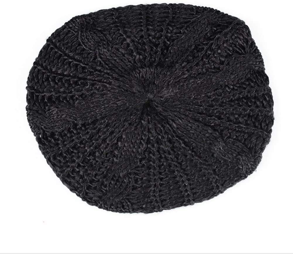 Hugestore Women's Black Winter Warm Slouch Chunky Crochet Beanie Cap Hat Baggy Beret Hat Cap