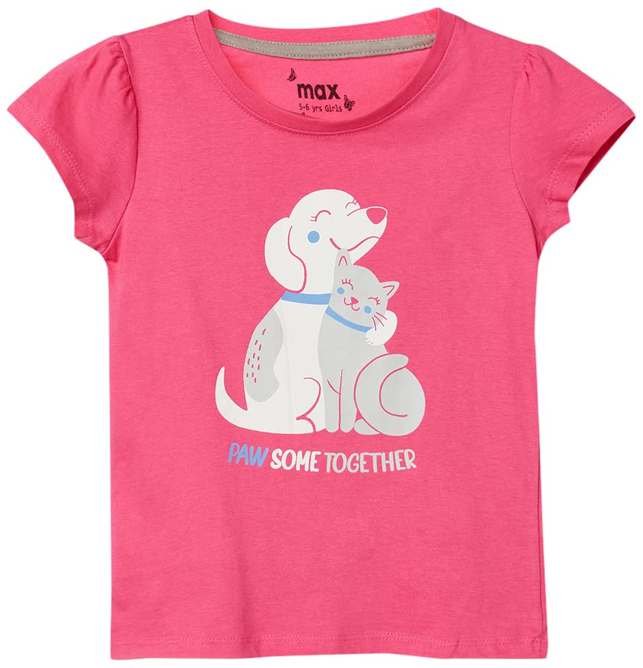 Image of Max Girls Printed Round Neck Casual Top