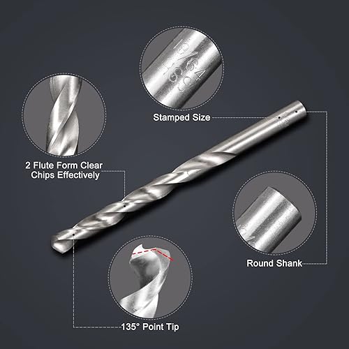 Miniatura 4 de uxcell Juego de 29 brocas de 29 tamaños de 116 a 12 pulgadas de diámetro de perforación M2 de alta velocidad, brocas hexagonales para acero,