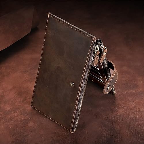 Miniatura 6 de LUYILA Bolso de mano grande de cuero largo para hombre, tarjetero para chequera, organizador múltiple con cremallera