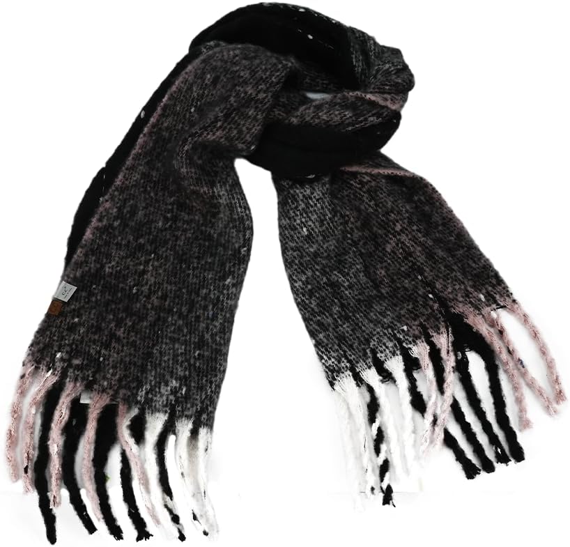 C.C Fall Winter Solid and Multicolored Woven Knit Scarf for Women