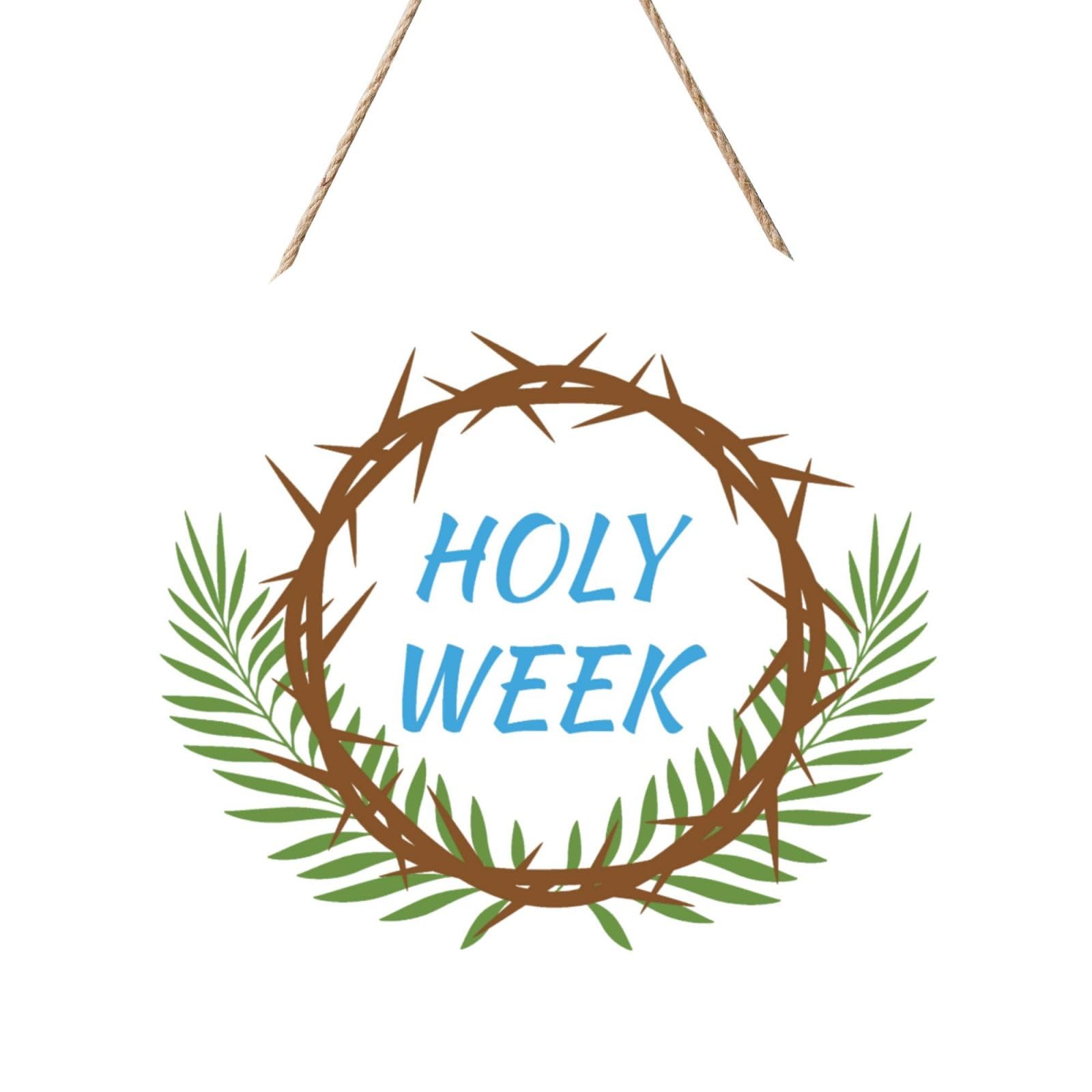 Holy Week Door Signs Plaques Wood Welcome Sign For Front Door Wall Hanging For Home Farmhouse Office Classroom Party Decoration