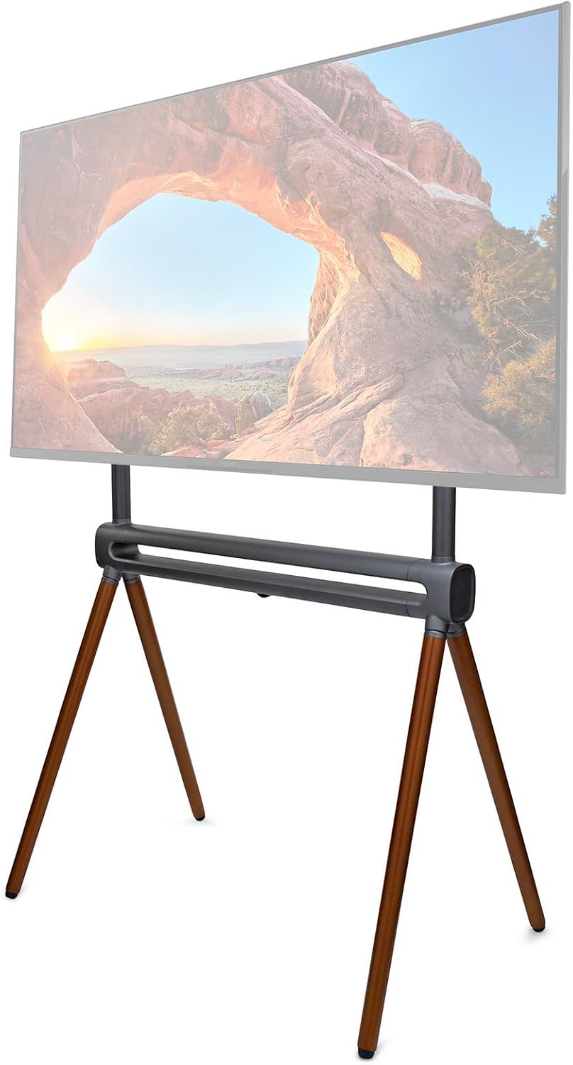 Kratos Power Easel TV Stand for 49''-70'' LED LCD OLED Screens, TV Floor Mount with Swivel, Built-in Cable Management, RGB Lighting
