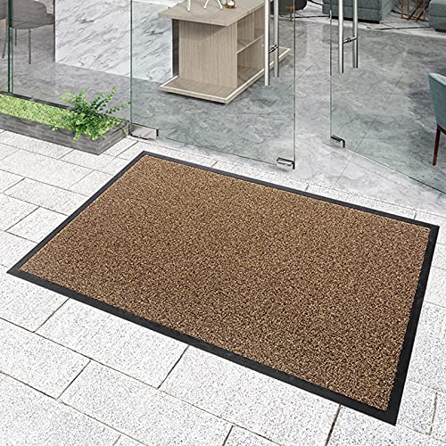 Tapis de Porte en Polypropylène Robuste Finition Gris et Marron - 3