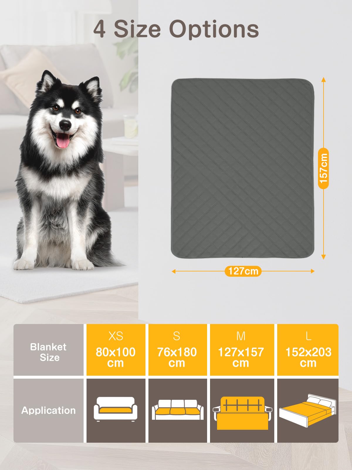 HezzLuv Coperta impermeabile per cani, per animali domestici, antiscivolo, lavabile, antigraffio, resistente al pelo di animali, per cuccioli, animali di grandi dimensioni, cani e gatti (127 x 157 cm)