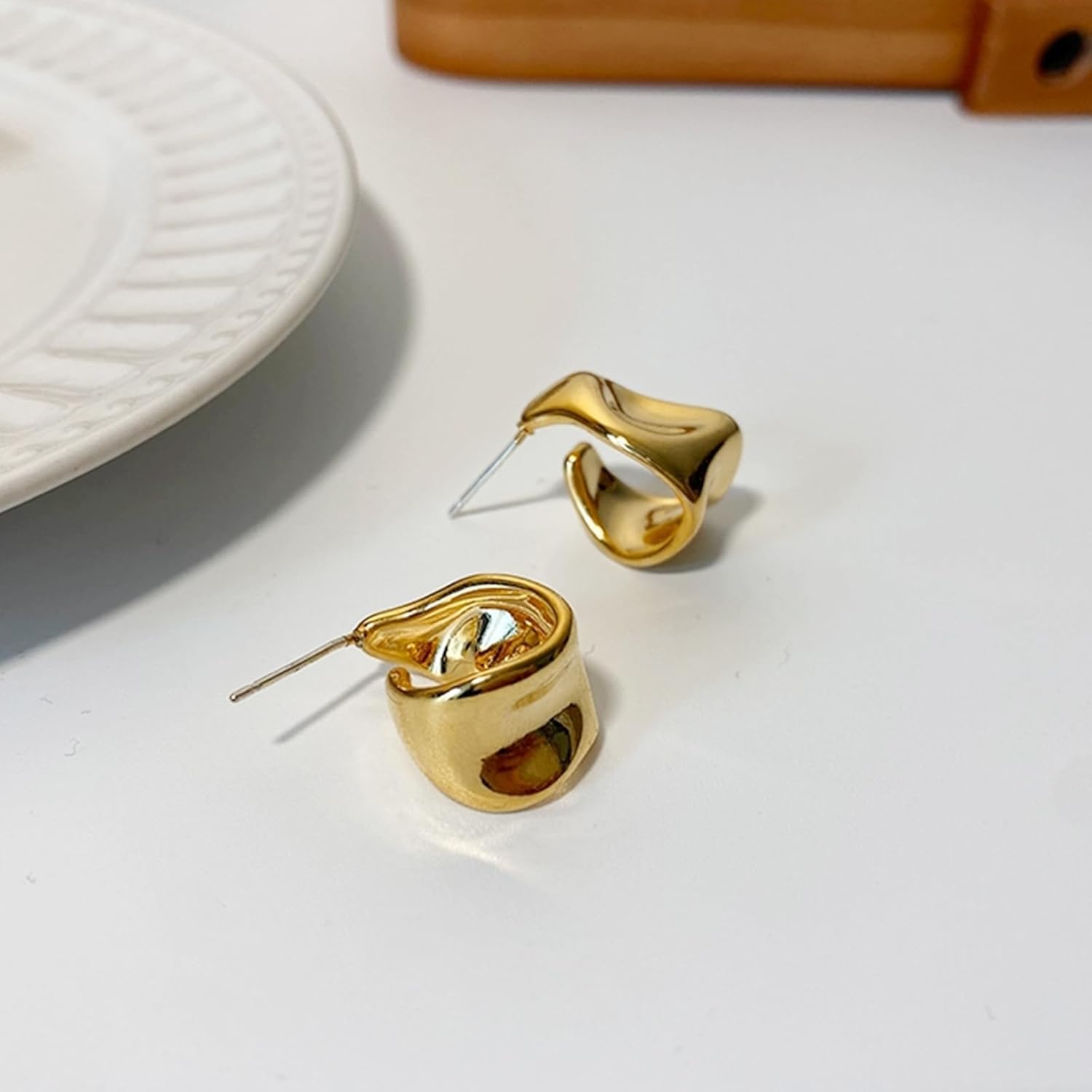 Chunky Gold Earrings for Women Trendy Gold Statement Earrings Vintage Large Gold Geometric Studs Earrings Jewelry Gifts - Image 7